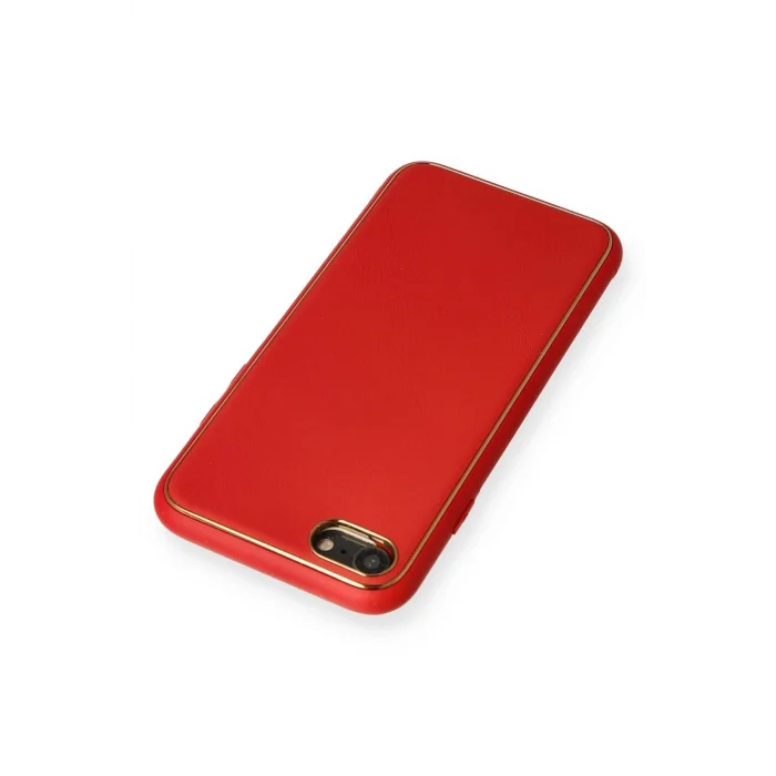 iPhone 7 Kılıf Coco Deri Silikon Kapak - Kırmızı-(5796) - EMTHBA5649-8513