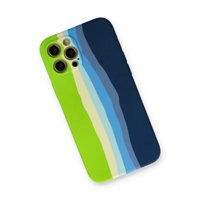 iPhone 12 Pro Max Kılıf Ebruli Lansman Silikon - Yeşil-Koyu Yeşil-(5796) - EMTHBA9793-6867