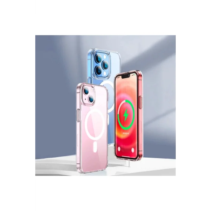 ALLY iPhone 13 Pro Max Magsafe Uyumlu Manyetik Kılıf Silikon Kılıf-(5775)