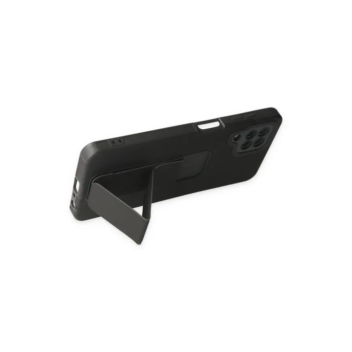 Samsung Galaxy A22 Kılıf Mega Standlı Silikon - Siyah-(5796) - VOANFD5138-3762