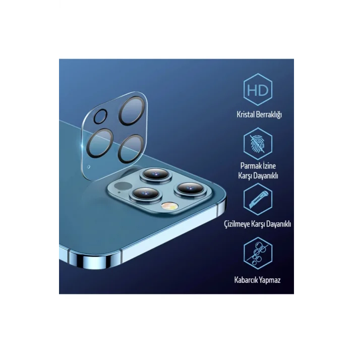 ALLY İPhone 12 Pro Max 3D Full Tempered Glass Cam Kamera Koruyucu-(5775) - EMTHBA7508-6707