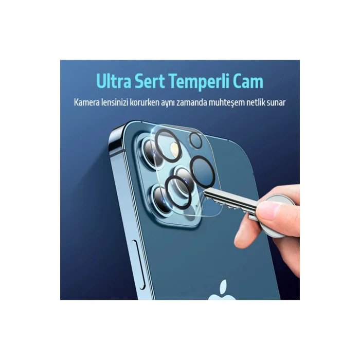 ALLY İPhone 12 Pro Max 3D Full Tempered Glass Cam Kamera Koruyucu-(5775) - EMTHBA7508-6707