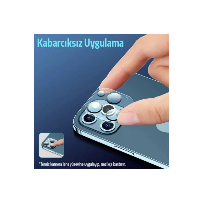 ALLY İPhone 12 Pro Max 3D Full Tempered Glass Cam Kamera Koruyucu-(5775) - EMTHBA7508-6707
