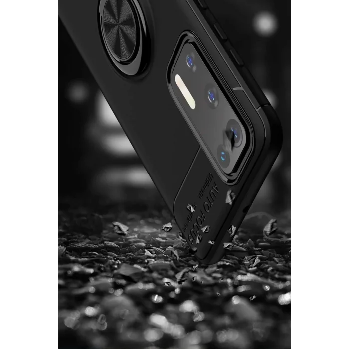 Huawei P40 Kılıf Range Yüzüklü Silikon - Siyah-(5796) - ERFI6077-9499