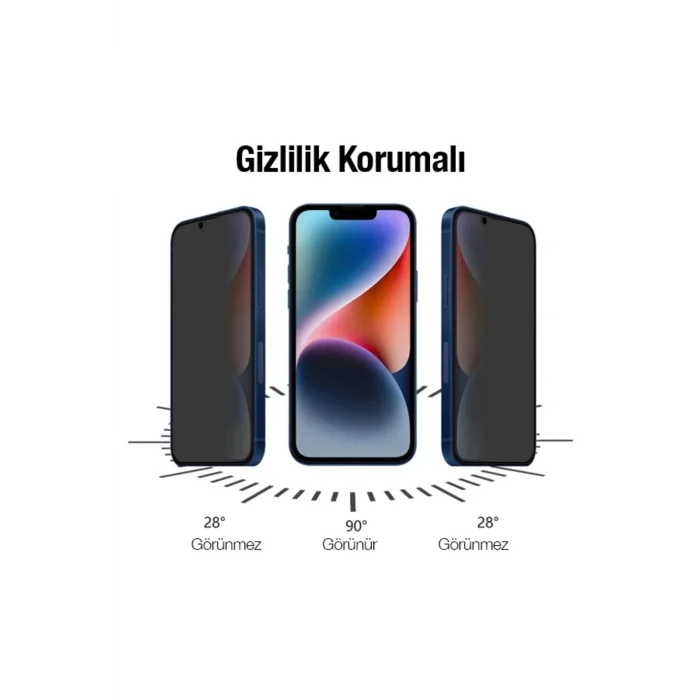 İPhone 14 Plus uyumlu 6.7 3D Full Privacy Gizlilik Cam Ekran Koruyucu Anti-Spy-