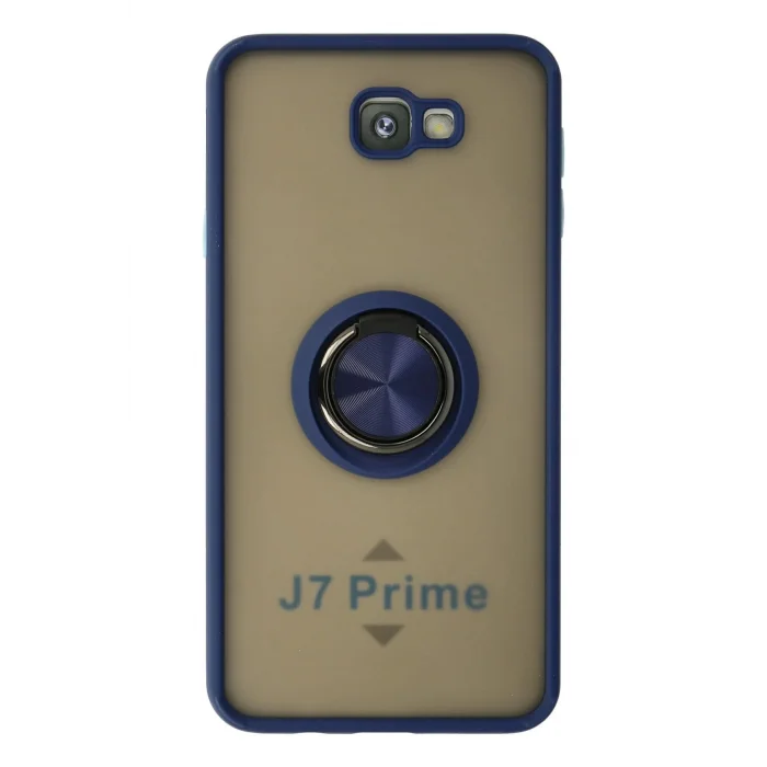 Samsung Galaxy J7 Prime Kılıf Montreal Yüzüklü Silikon Kapak - Lacivert-(5796) - EMTHBA9329-60