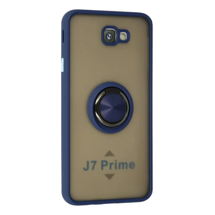 Samsung Galaxy J7 Prime Kılıf Montreal Yüzüklü Silikon Kapak - Lacivert-(5796) - EMTHBA9329-60