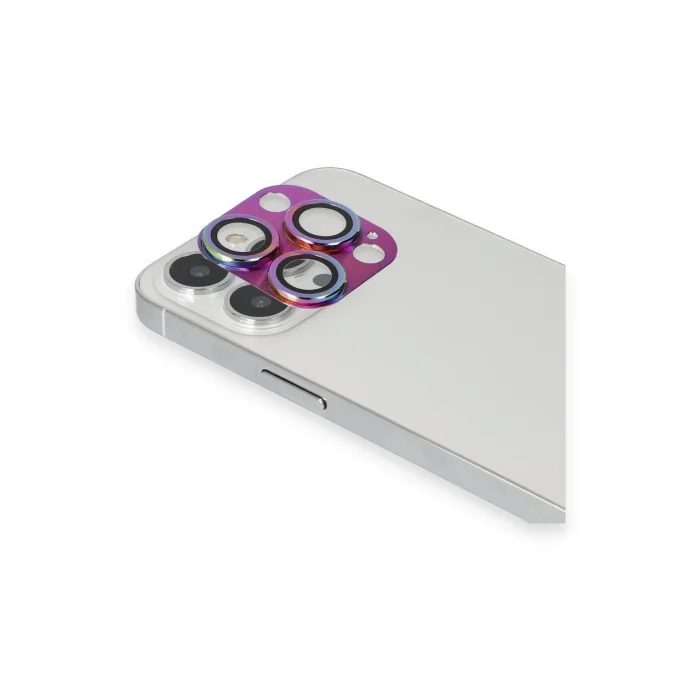 iPhone 13 Pro Max Pers Alüminyum Kamera Lens - Rainbow-(5796) - EMTHBA3089-2734