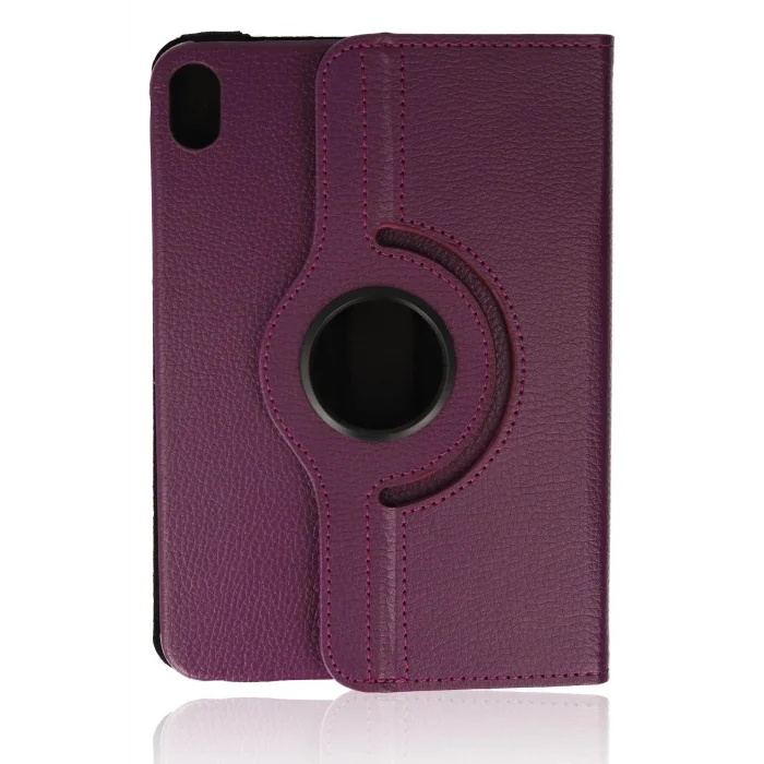 iPad Mini 6 Kılıf 360 Tablet Deri Kılıf - Mürdüm-(5796)