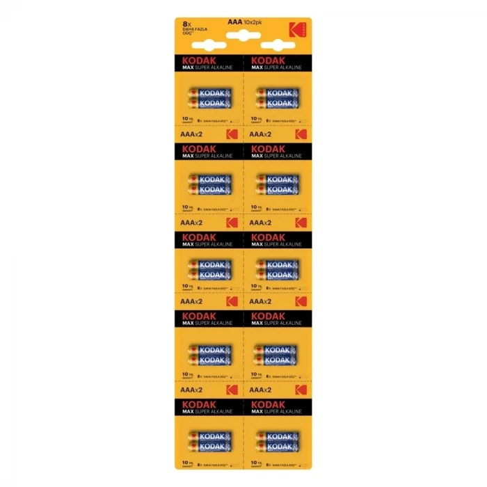 Kodak 20 Adet Max Super Alkalin 2’li Ayrılabilir Kartela İnce Pil