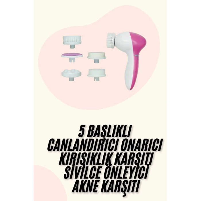 5 Başlıklı Titreşimli Cilt Temizleme Seti Canlandırıcı ve Onarıcı