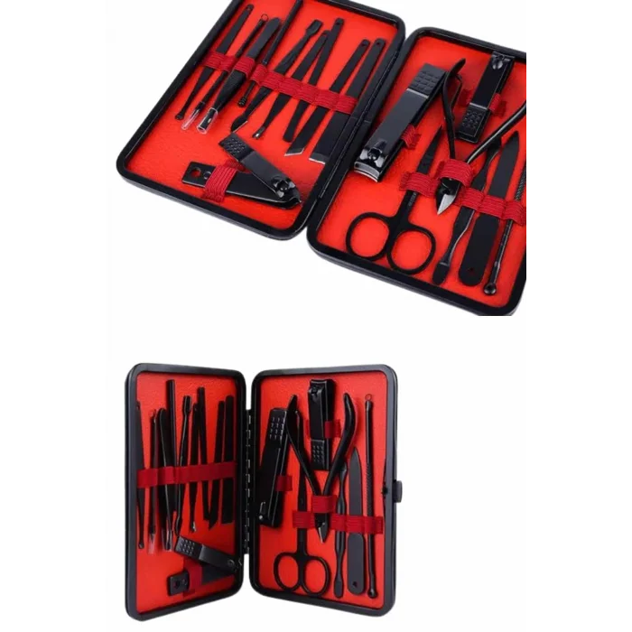 17 Parça Manikür Seti Taşınabilir Özel Çantalı El ve Ayak Bakımı Tırnak Batığı Temizleme