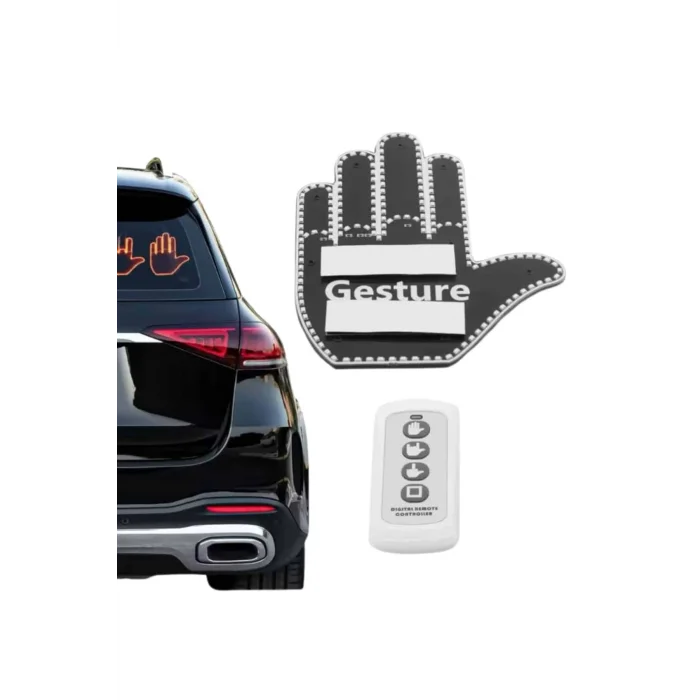 El Orta Parmak Led Kumandalı Araç İçi Reflektör Arka Cam El Simgesi