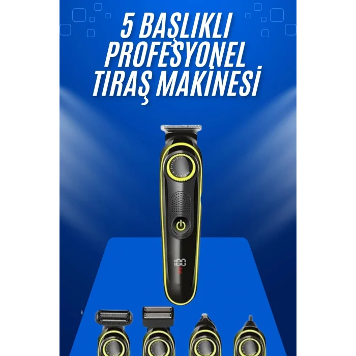 Tıraş Makinesi Şarjlı 5 Başlıklı Burun ve Kulak Temizleme