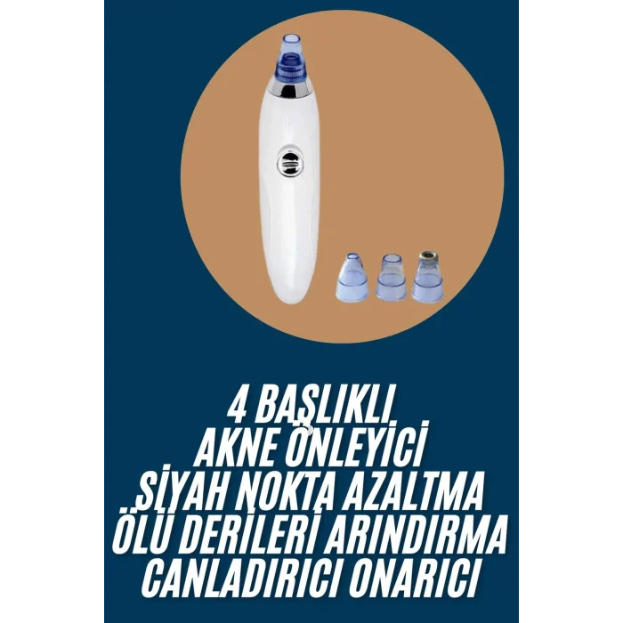 Yeni Nesil Vakumlu Pilli Siyah Nokta ve Yüz Temizleme Cihazı 4 Başlıklı