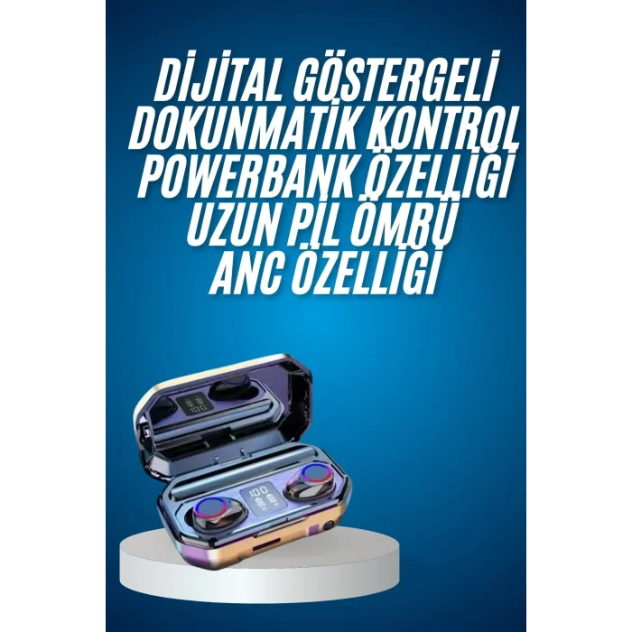 Yeni Nesil Bluetooth Kulaklık Uzun Pil Ömrü El Fenerli Dijital Şarj Göstergeli