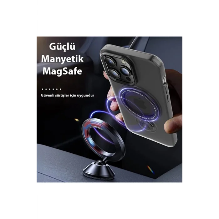 ALLY iPhone 14 İçin Magsafe Uyumlu Standlı Manyetik Silikon Kılıf-(5775)
