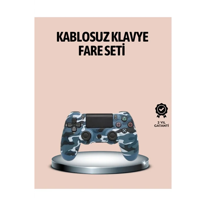 Bluetooth Kablosuz PS4 Gamepad Çift Motorlu Siyah Controller