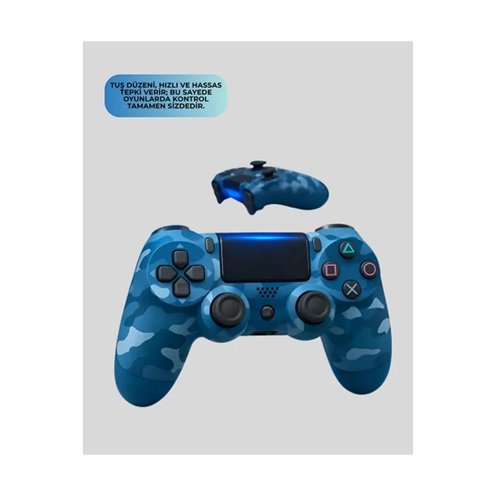 Bluetooth Kablosuz PS4 Gamepad Çift Motorlu Siyah Controller