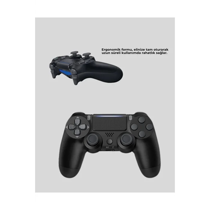 Bluetooth Kablosuz PS4 Gamepad Çift Motorlu Siyah Controller