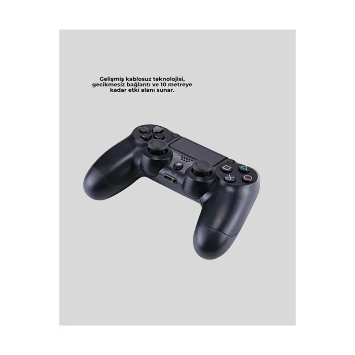 Bluetooth Kablosuz PS4 Gamepad Çift Motorlu Siyah Controller