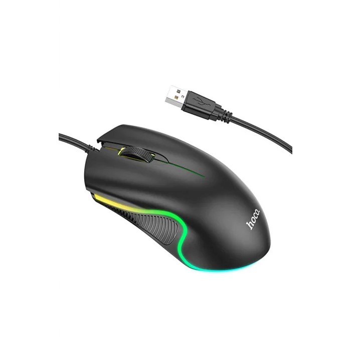 HOCO GM19 RGB LED Işıklı Gamer Oyuncu Kablolu Optik Mouse-(5775)