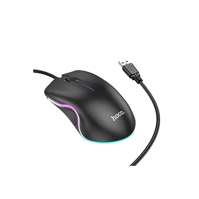 HOCO GM19 RGB LED Işıklı Gamer Oyuncu Kablolu Optik Mouse-(5775)