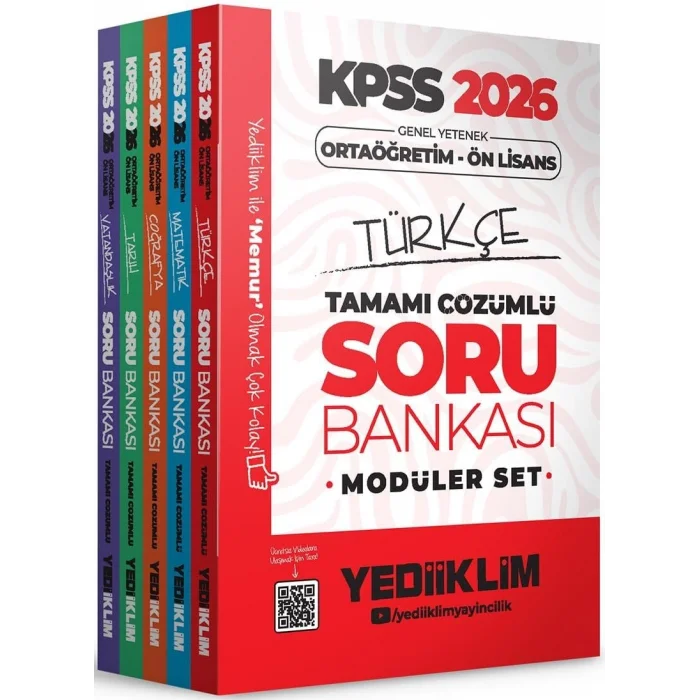 Yediiklim 2026 KPSS Orta??retim ?n Lisans Genel Yetenek Genel K?lt?r Tamam? ??z?ml? Mod?ler Soru Bankas? Seti [Unbound] [Jan 01, 2025] Kollektif