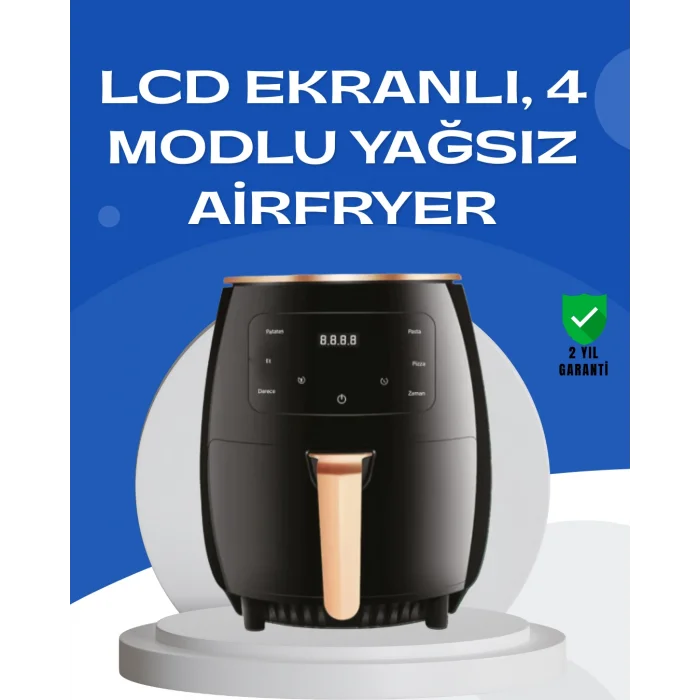 6L Yağsız Fritöz 2400W Dokunmatik Ekran Otomatik Kapanma Airfryer