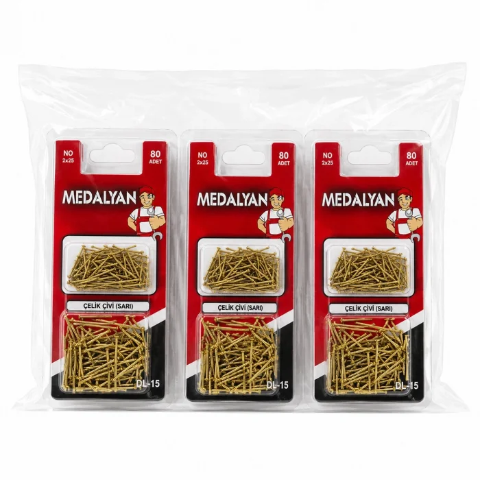 960 Adet 2x25 Sarı Tp Tel Çelik Çivi 12x80pcs Bx40