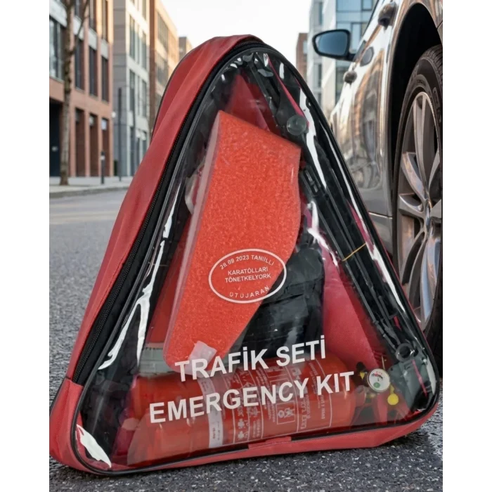 Acil Durum Trafik Seti Reflektör Yangın Tüpü ve İlk Yardım Çantalı