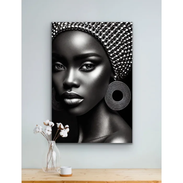 Afrikalı Siyahi Kadın Kanvas Tablo 70x100
