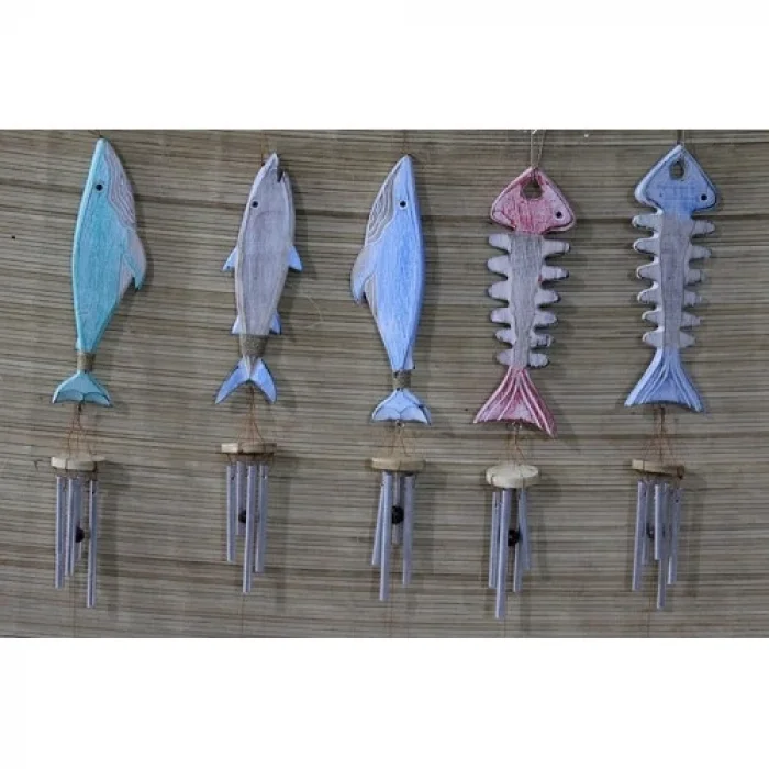 Ahşap Balıklı Metal Çan