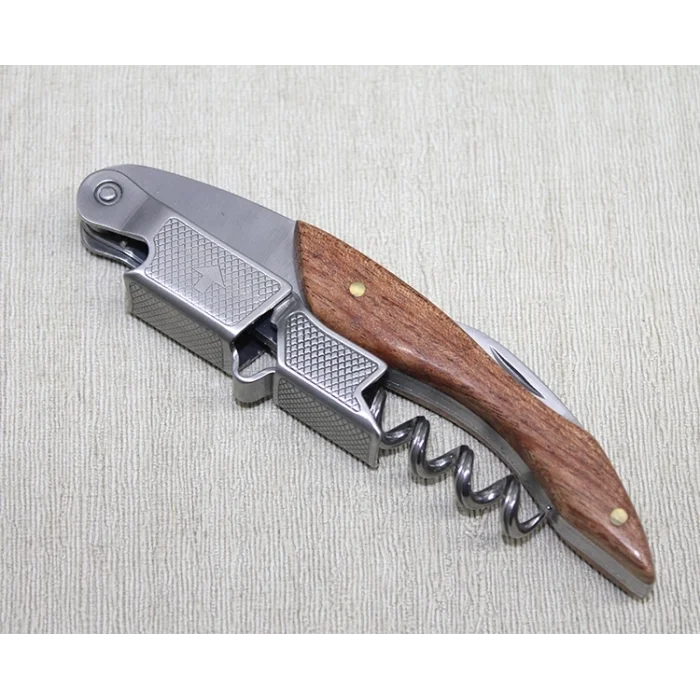 Ahşap Paslanmaz Çelik Tirbuşon Açacak