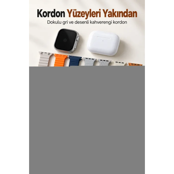 Akıllı Saat Bluetooth Aramalı ve 7 Kordonlu Set