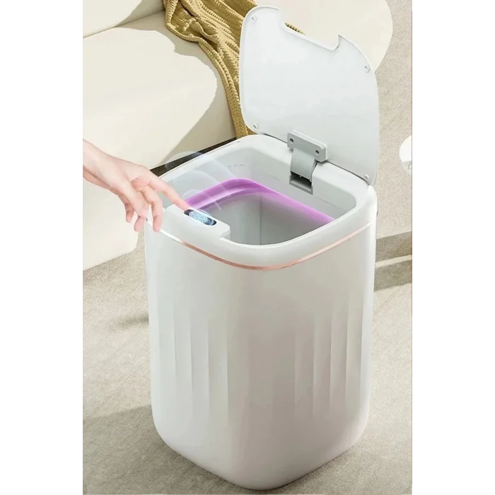 Akıllı Teknolojik Çöp Kutusu UV Işıklı Otomatik Aç Kapat Sensörlü Mutfak Banyo Ev 20L