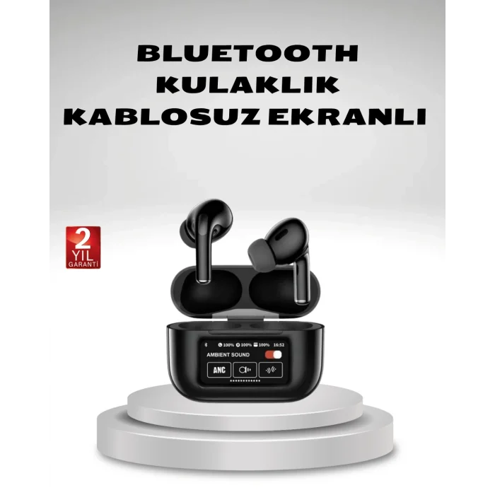 Aktif Gürültü Engelleme (ANC) Kablosuz Bluetooth Kulaklık – Dijital Ekranlı, Dokunmatik ve Uzun Pil Ömürlü