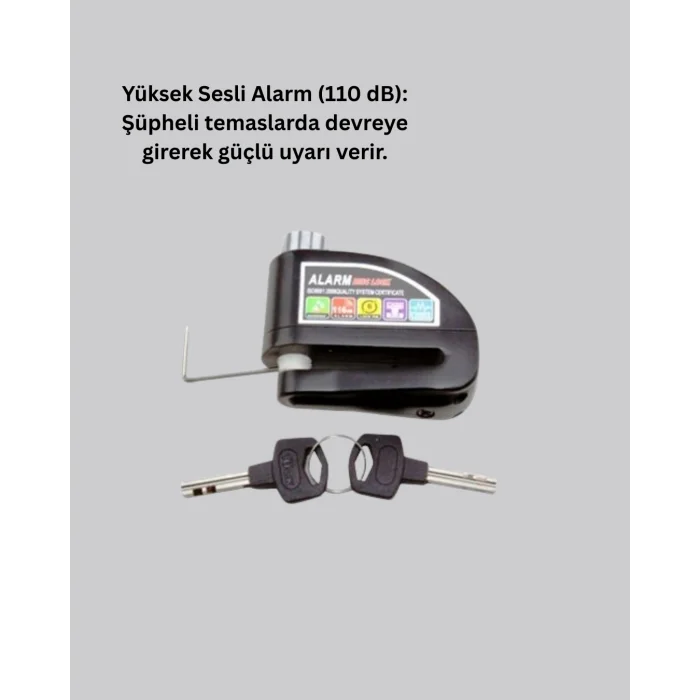 Alarm Sensörlü Disk Kilidi Motosiklet Scooter Bisiklet Güvenlik