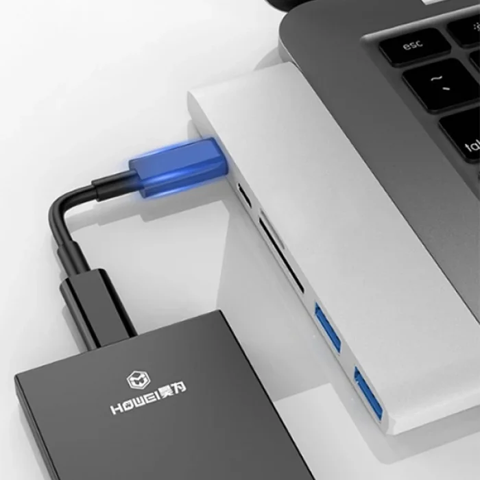 Ally 6 İn1 Usb-C Hub Daul  USB 3.0 Type-C Şarj Kart Reader Çoğaltıcı Hub-(5775)