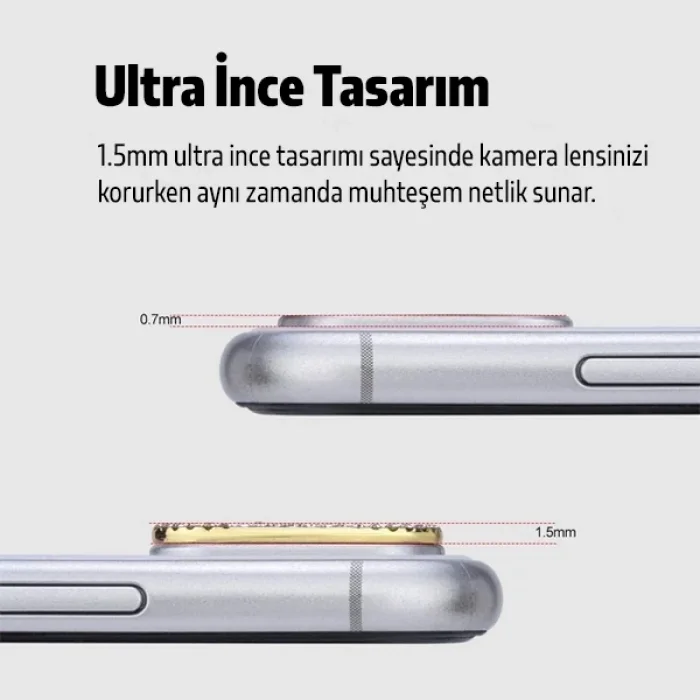 ALLY İPhone 11 Kamera Koruyucu Lens Diamond Taş İşlemeli-(5775)