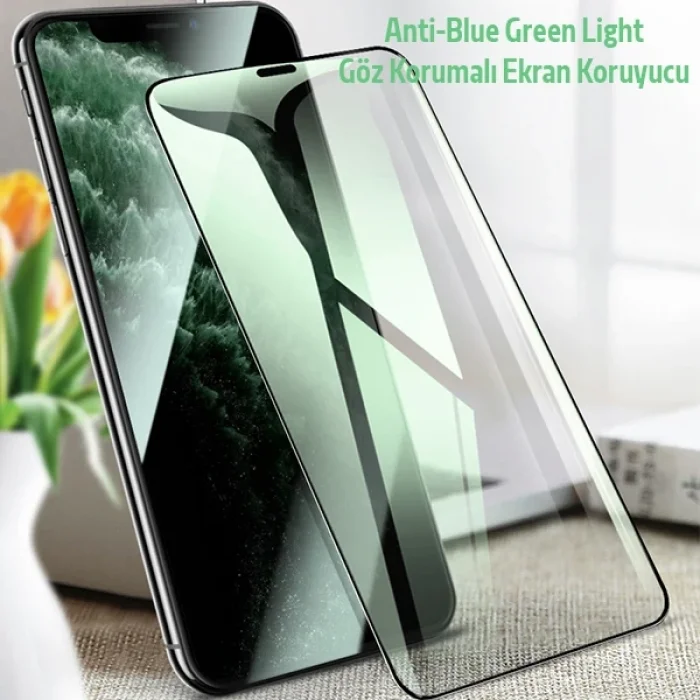 ALLY İPhone 11 Pro Max Anti -Blue Green Light Göz Korumalı Tempered Full Ekran Koruyucu-(5775)
