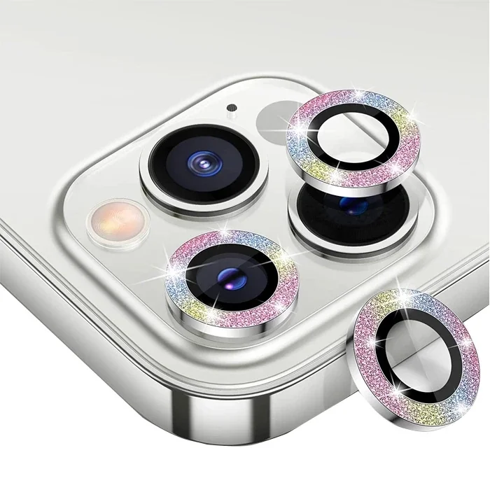 ALLY İphone 12 Pro Max 3D Metal Çerçeveli Kamera Lens Koruyucu-(5775)