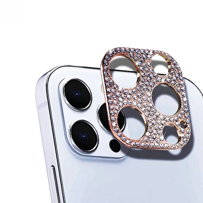 ALLY İPhone 12 Pro Max Kamera Koruyucu Lens Diamond Taş İşlemeli-(5775)