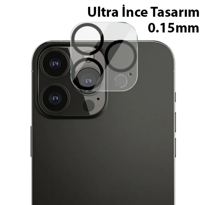 ALLY İPhone 13 Pro-13 Pro Max 3D Full Tempered Glass Cam Kamera Koruyucu-(5775)