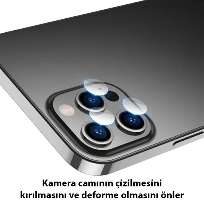 ALLY İPhone 13 Pro-13 Pro Max Tempered Glass Cam Kamera Koruyucu-(5775)