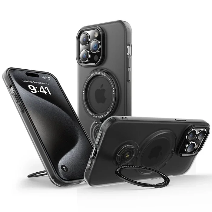 ALLY iPhone 14 Plus İçin Magsafe Uyumlu Standlı Manyetik Silikon Kılıf-(5775)