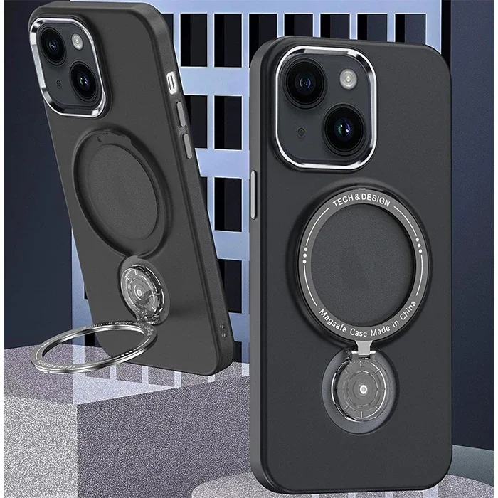 ALLY iPhone 15 Plus İçin Magsafe Uyumlu Standlı Manyetik Silikon Kılıf-(5775)