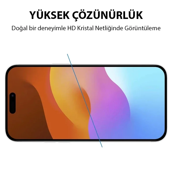 Ally iPhone 15 Pro Max Full Glue Tempered Kırılmaz Cam Ekran Koruyucu-(5775)