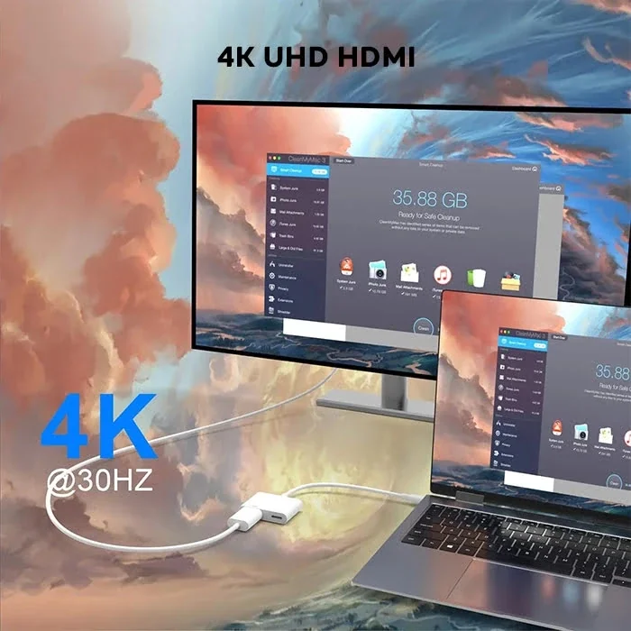 ALLY  İPhone 15 Type-c to Type-c + HDMI Çevirici Kablo Dijital AV Adaptörü-(5775)