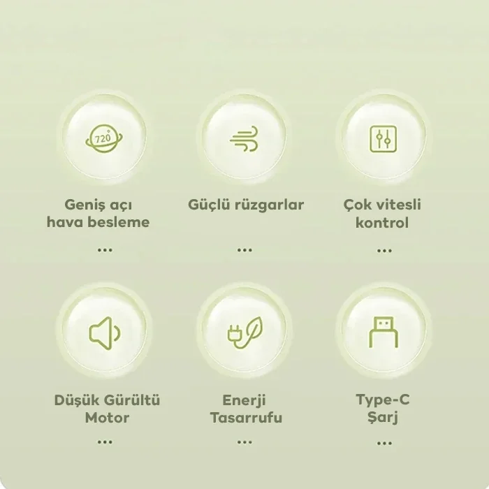 Ally S21 Şarjlı Fan Ergonomik Ev Ofis Sessiz Vantilatör-(5775)